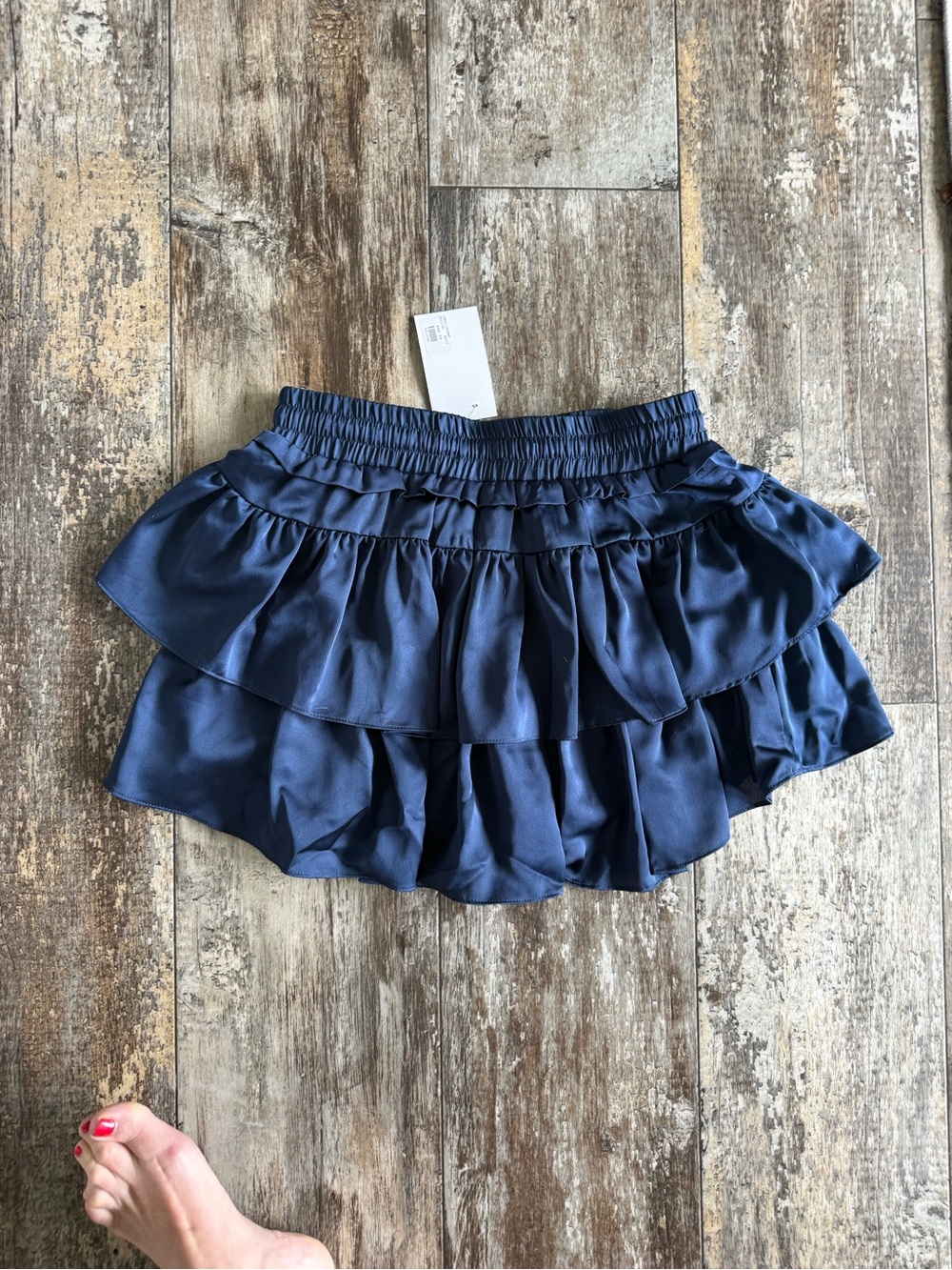 2 for $30 sale: NWT day + moon navy blue silky smocked waist ruffled shorts - M - Picture 7 of 7